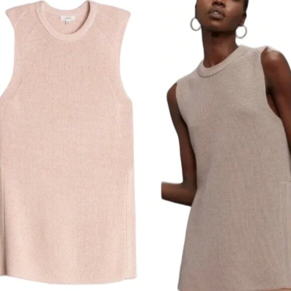 Aritzia Wilfred Palmier Sleeveless Knit Sweater Slit Sides Mauve Chalk Sz. S - Picture 1 of 7